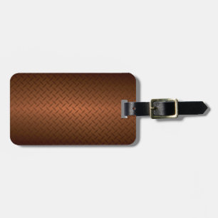 Diamondplate Look Pattern Black to Copper Fade Luggage Tag