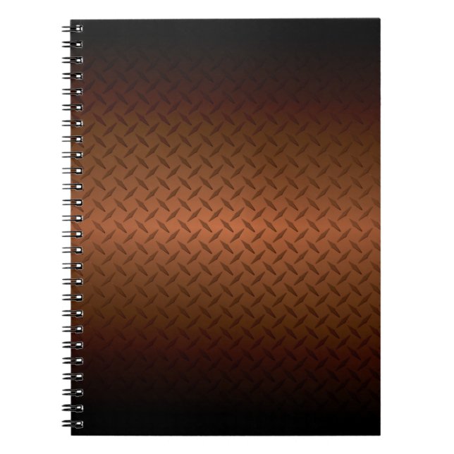 Diamondplate Look Pattern  Black to Copper Fade Notebook (Front)