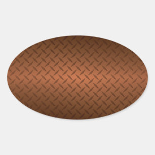 Diamondplate Look Pattern  Black to Copper Fade Oval Sticker