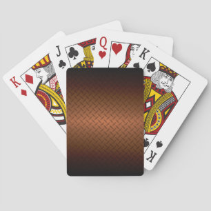 Diamondplate Look Pattern Black to Copper Fade Playing Cards