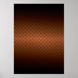 Diamondplate Look Pattern Black to Copper Fade Poster