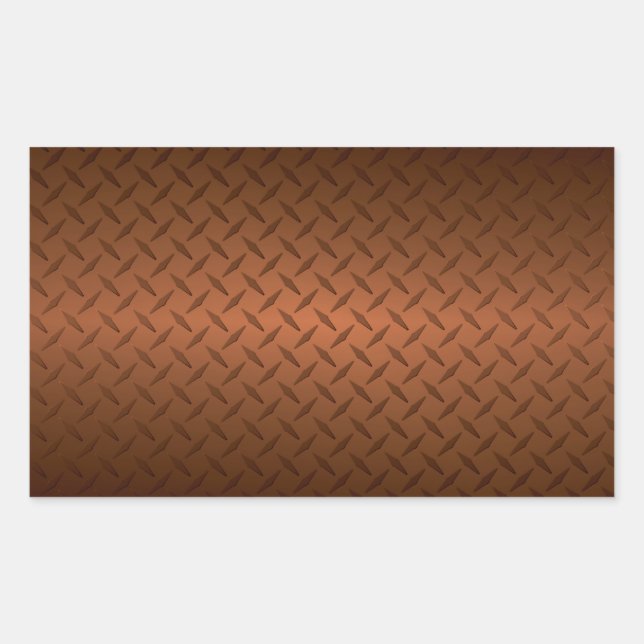 Diamondplate Look Pattern  Black to Copper Fade Rectangular Sticker (Front)