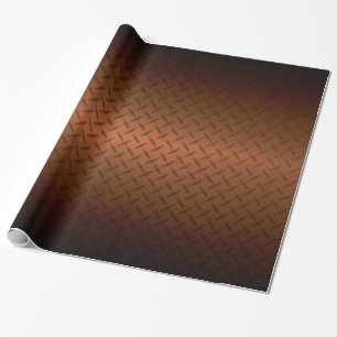 Diamondplate Look Pattern Black to Copper Fade Wrapping Paper