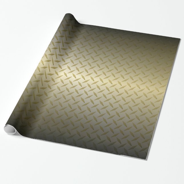 Diamondplate Pattern with Black to Gold Fade Wrapping Paper (Unrolled)