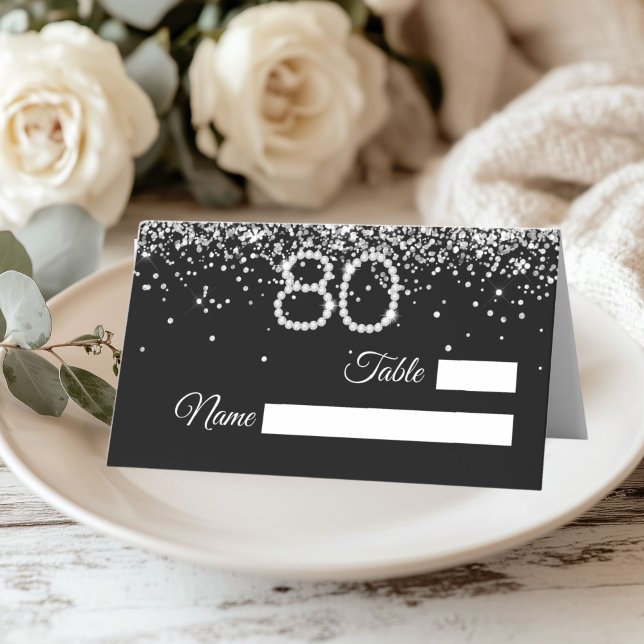 Diamonds 90th Birthday Party Place Card (Diamonds 80th Birthday Place Cards)