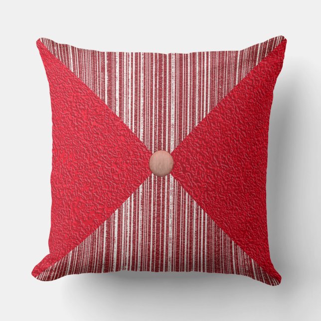 Diamonds and Checks in Red Throw Pillow (Front)