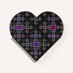 Diamonds and Crosses Heart Shaped Spiral Notebook