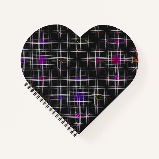 Diamonds and Crosses Heart Shaped Spiral Notebook (Front)