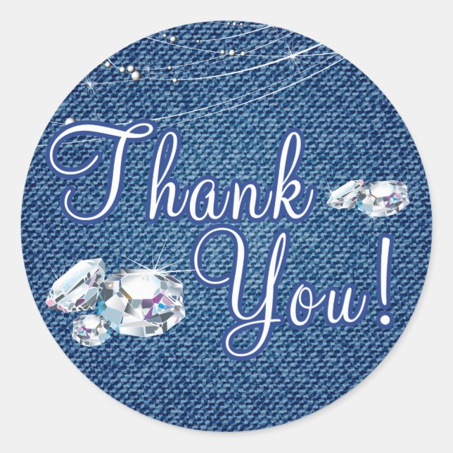 Diamonds and Denim Thank You Stickers (Front)