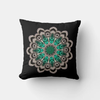 Diamonds and Emeralds Kaleidoscope Cushion