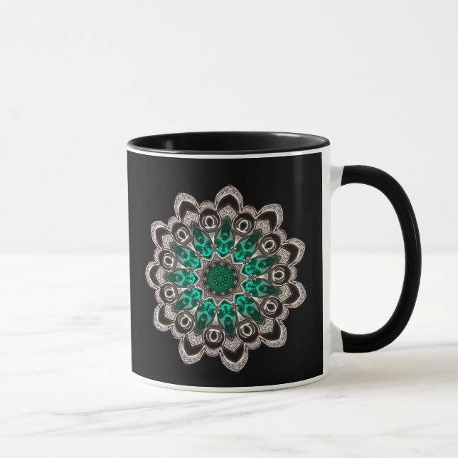 Diamonds and Emeralds Kaleidoscope Mug (Right)