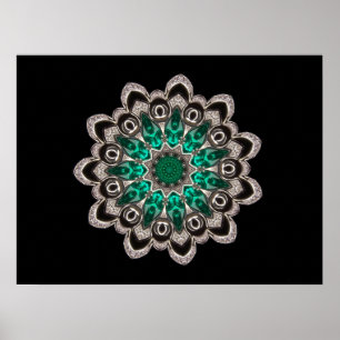 Diamonds and Emeralds Kaleidoscope Poster
