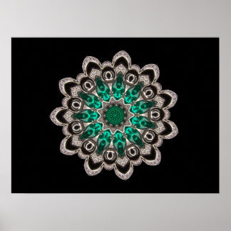 Diamonds and Emeralds Kaleidoscope Poster