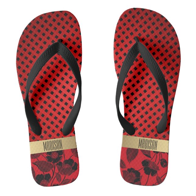Diamonds and Flowers Thongs (Footbed)