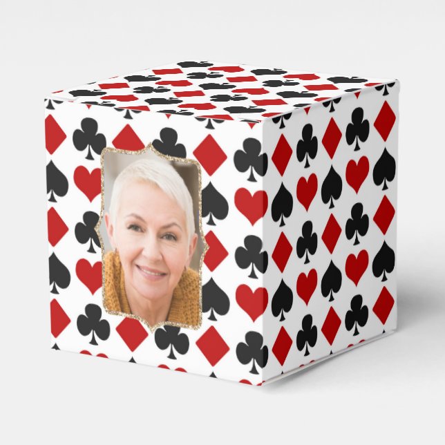 Diamonds and Hearts Vertical Photo Template Favour Box (Front Side)