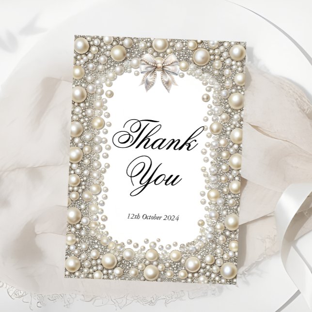 Diamonds and Pearls Bridal Shower Thank You Card (Creator Uploaded)