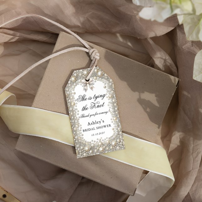 Diamonds and Pearls Elegant Bridal Shower Gift Tags (Creator Uploaded)