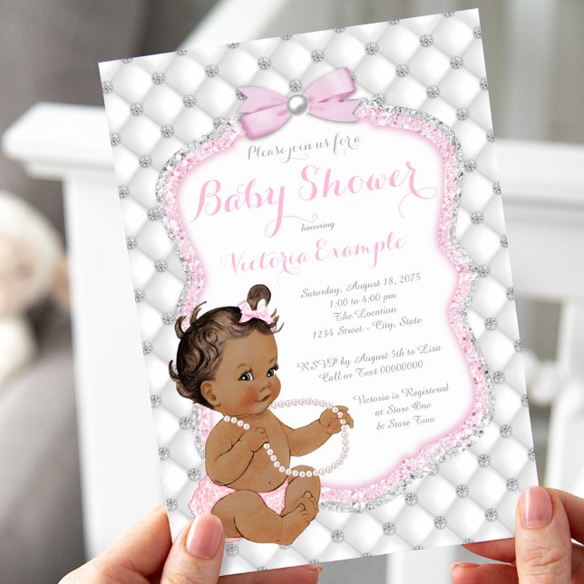 Diamonds and Pearls Ethnic Girl Baby Shower Invitation (Creator Uploaded)