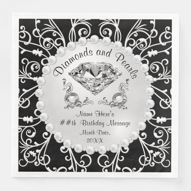 Diamonds and Pearls Party Theme Napkins (Front)