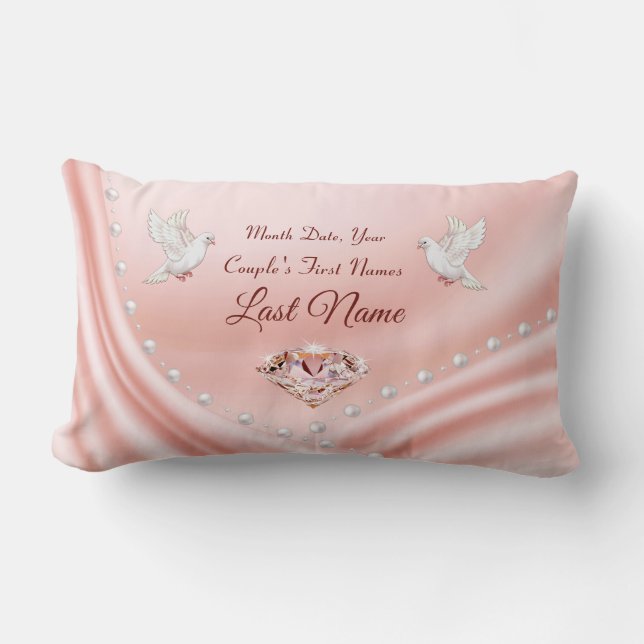 Diamonds and Pearls Personalised Wedding Pillow (Front)