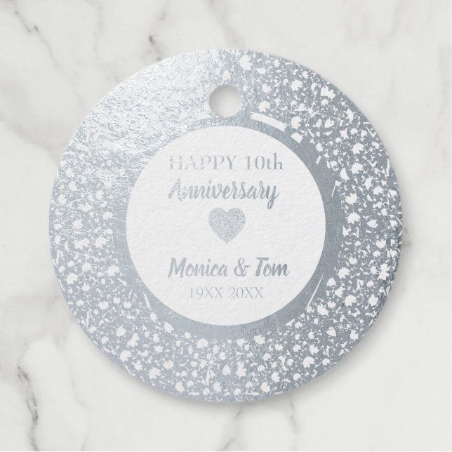 Diamonds And Silver Heart Favour Tags (Front)