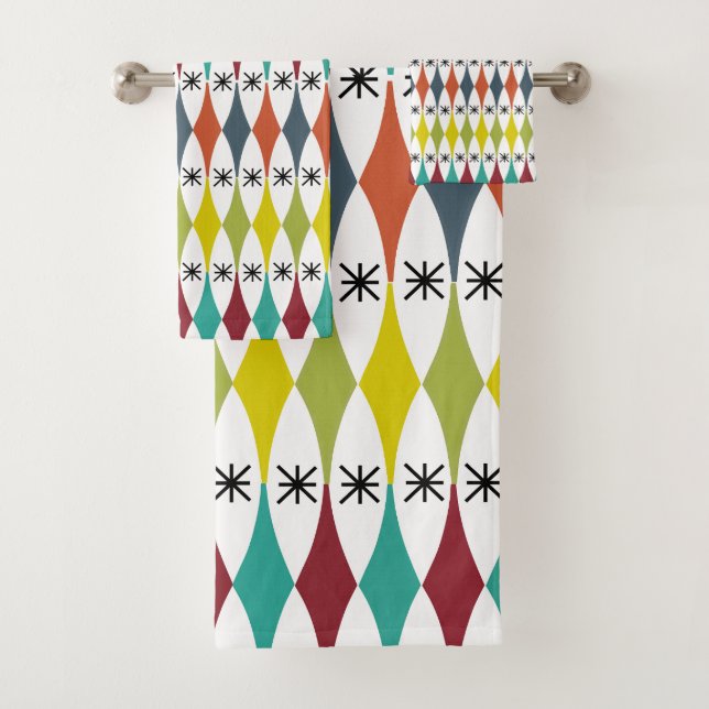 Diamonds and Starbursts  Bath Towel Set (Insitu)