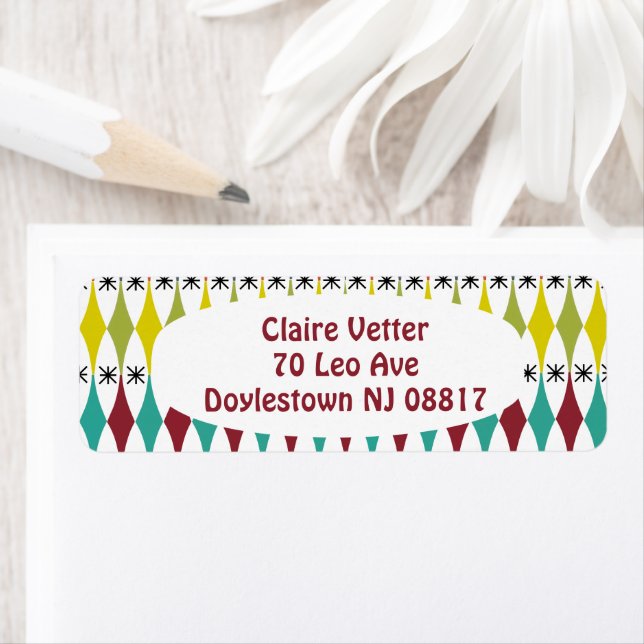 Diamonds and Starbursts Return Address Label (Insitu)