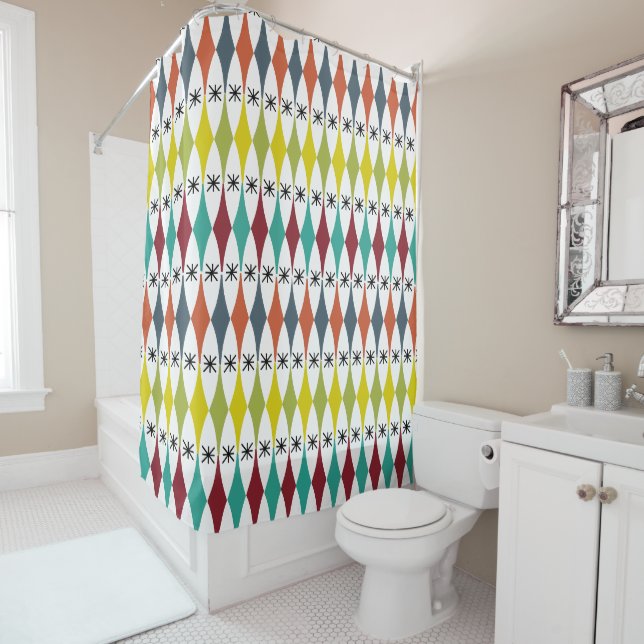 Diamonds and Starbursts  Shower Curtain (In Situ)