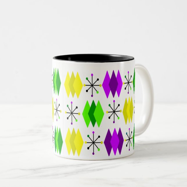 Diamonds and Starbursts Two-Tone Coffee Mug (Front Right)