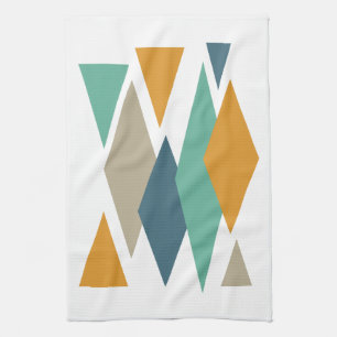 Diamonds and Triangles Mid Century Modern Tea Towel