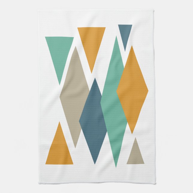 Diamonds and Triangles Mid Century Modern Tea Towel (Vertical)
