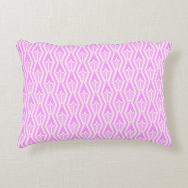 Diamonds & Arrows Pink and White Accent Pillow (Front)