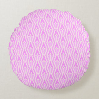 Diamonds & Arrows Pink and White Round Pillow