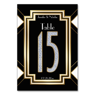 Diamonds Art Deco Wedding Table Number Fifteen