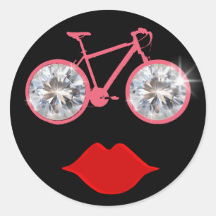 diamonds bike mouth classic round sticker