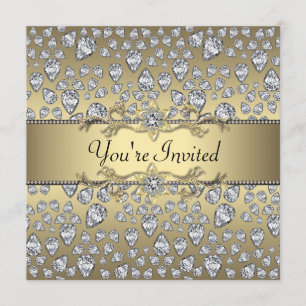 Diamonds Black and Gold All Occasion Party Invitation
