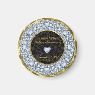 Diamonds Black Dam- Gold 50th Wedding Anniversary Magnet