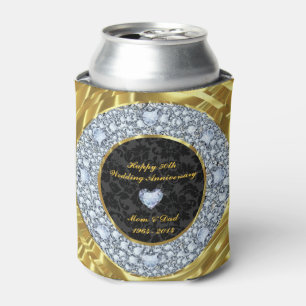 Diamonds, Black & Gold 50th Wedding Anniversary Can Cooler