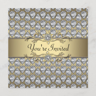 Diamonds Black & Gold All Occasion Party Invitatio Invitation