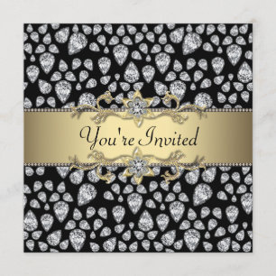 Diamonds Black Gold All Occasion Party Invitation