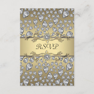 Diamonds Black & Gold All Occasion Party RSVP Card