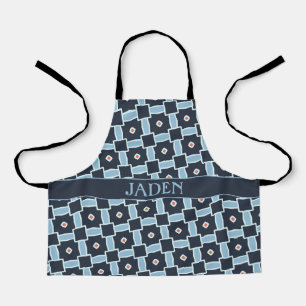 Diamonds Blue Orange Minimal Pattern Apron