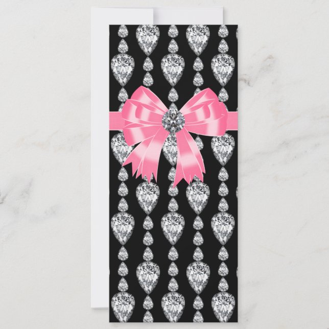 Diamonds Bow Pink Black Party Program Template (Front)
