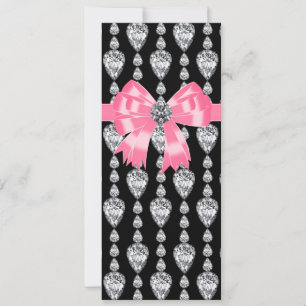 Diamonds Bow Pink Black Party Program Template