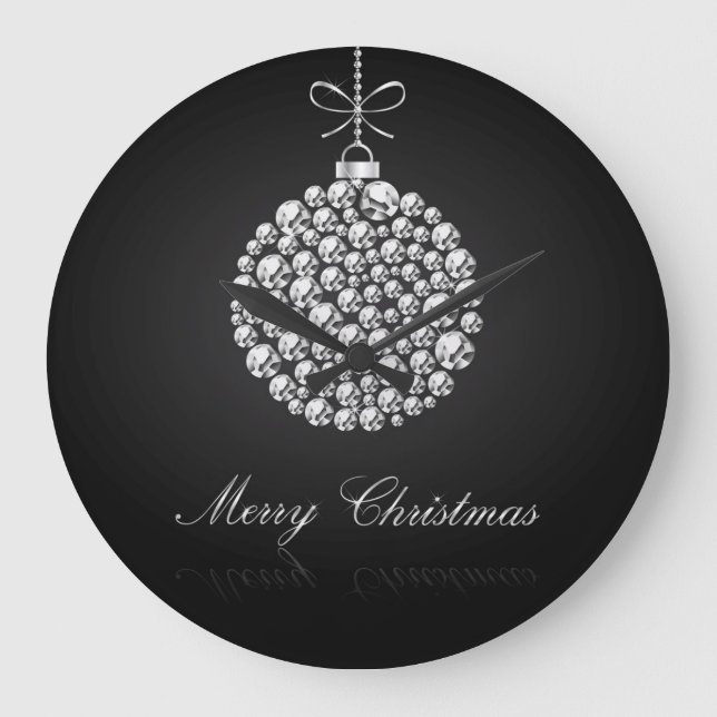 Diamonds Christmas Balls Large Clock (Front)