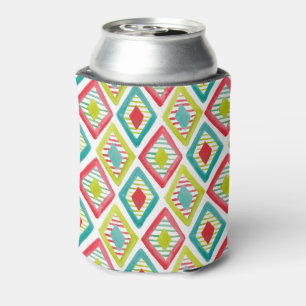 Diamonds Colorful Watercolor Geometric Pattern Can Cooler