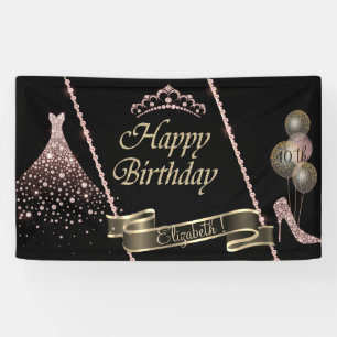 Diamonds Dress,High Heels,Tiara Balloons, Banner