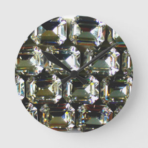 Diamonds, elegant vintage gemstones  round clock