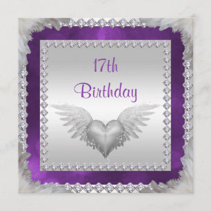 Diamonds & Feathers 17th Birthday Invitation