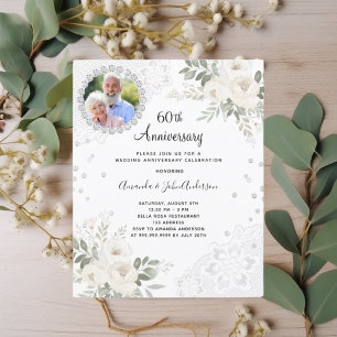 Diamonds florals photo 60th wedding invitation